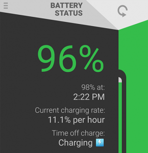 Now app shows time when battery will be at 98%