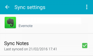 sync evernote settings